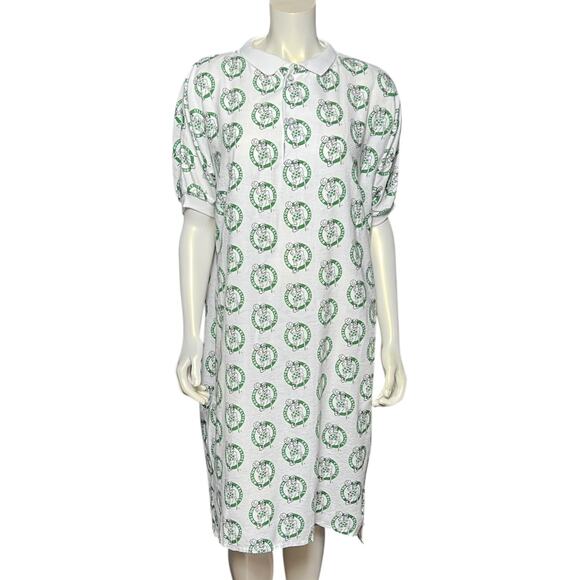Vintage Boston Celtics All-Over Print Polo Dress Nightshirt USA Cotton L 90s - Picture 12 of 16